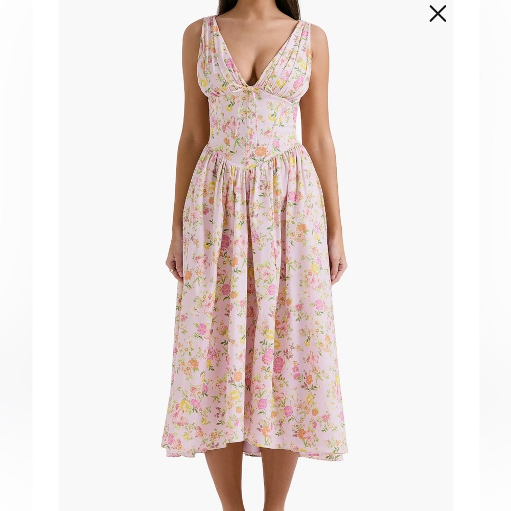 House of CB Emmelina Sleeveless Stretch Poplin Midi Dress